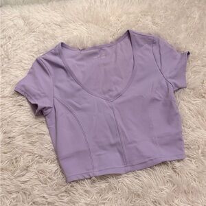 Aerie Lavender V-Neck Crop Top